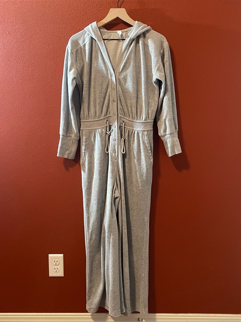 Daily Practice Anthropologie Women’s Gray Loungewear ButtonFront Hooded Jumpsuit